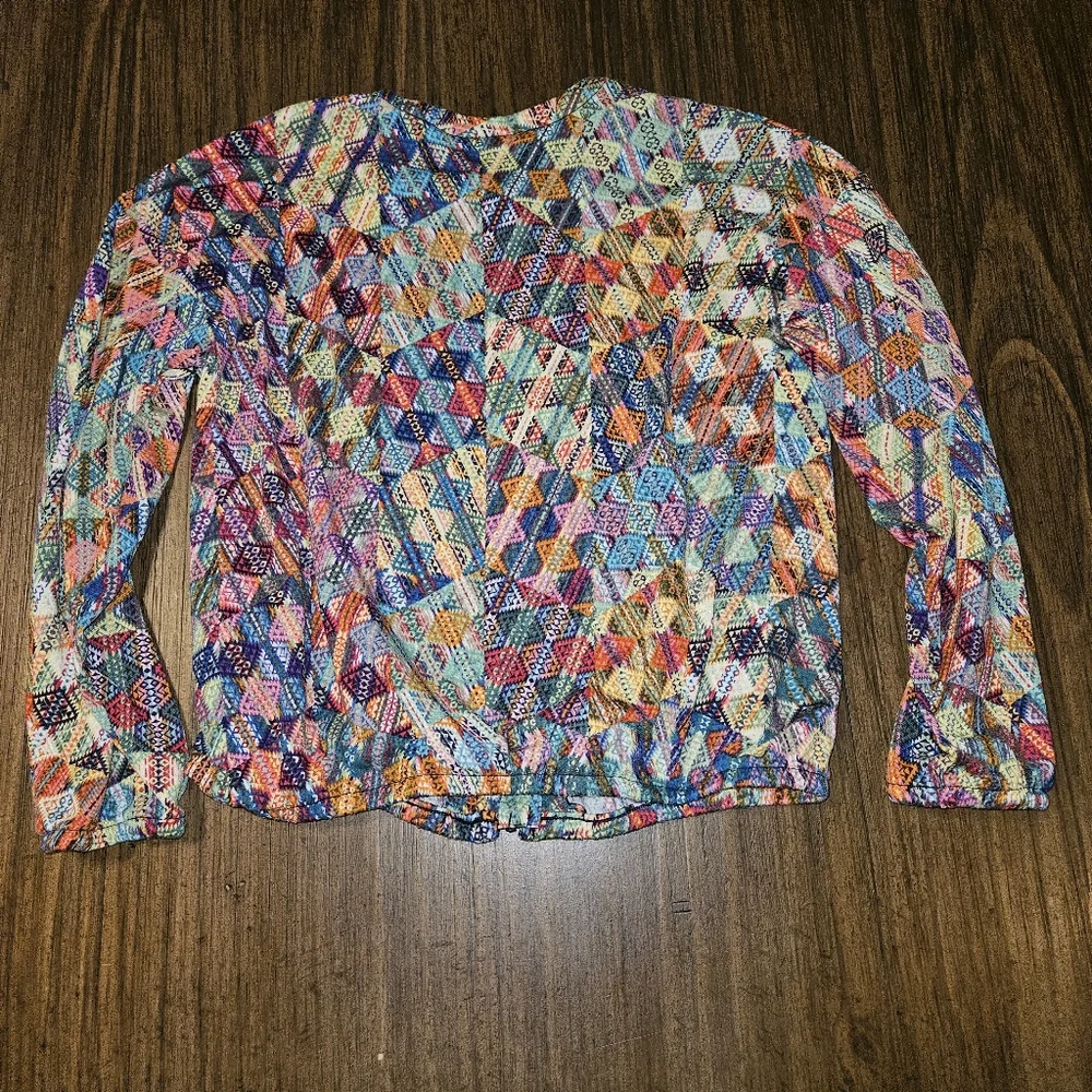 Lularoe Monroe Zip Front Jacket Girls Size 12 Geometric Southwest Print